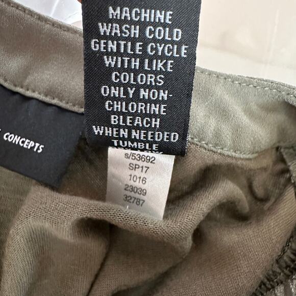 INC International Concepts Utility Blouse WMNS XS Olive Green Cap Sleeve Ruched - Picture 7 of 7